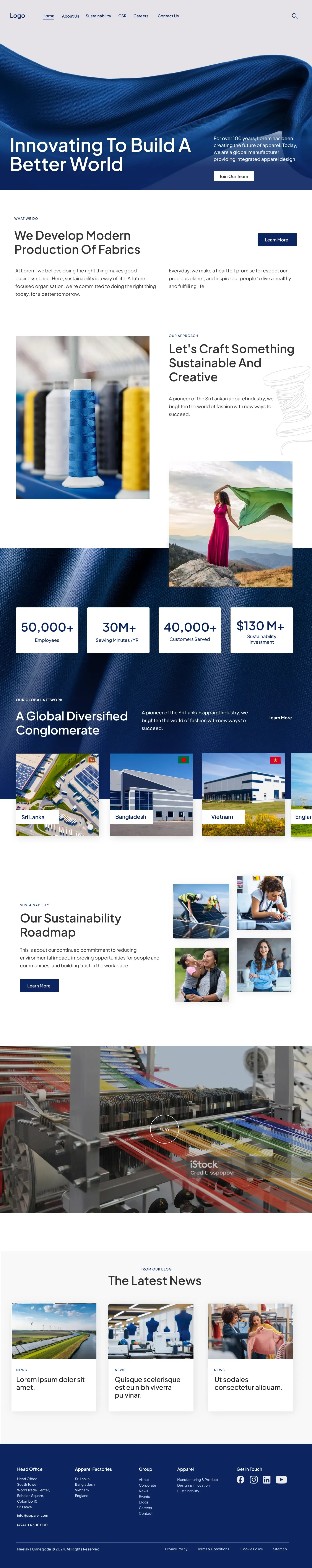 Apparel Manufacturer Website high-fidelity wireframe 1