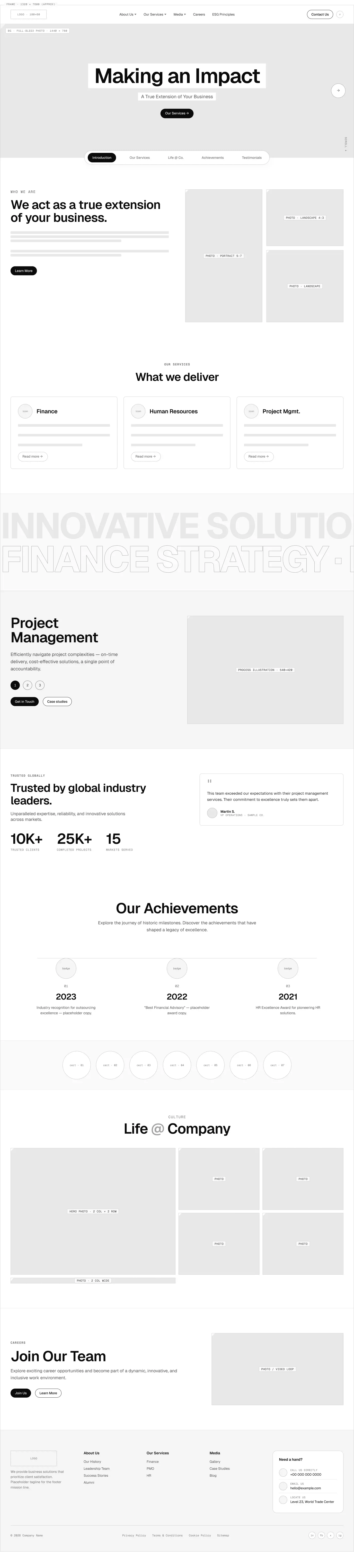 Marketing Agency Website low-fidelity wireframe 1