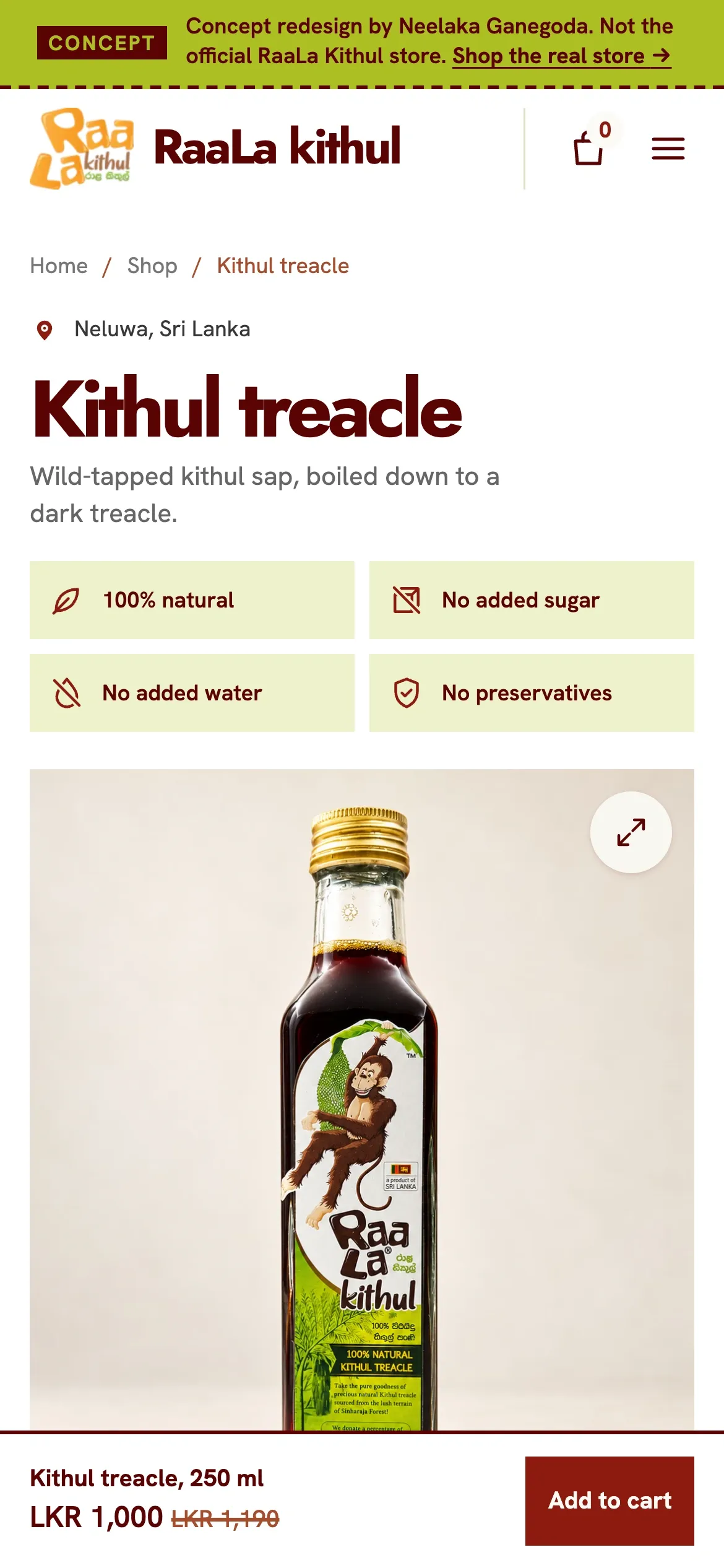 Redesigned product page on a phone with the buy bar at the bottom